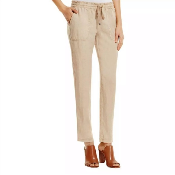 Three Dots Pants - Three Dots Kai Tan Linen Ankle Pants Size Large